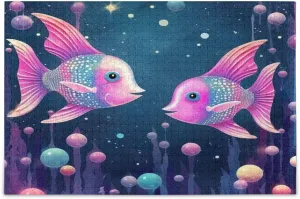 xigua Two Colorful Fish Jigsaw Puzzles for Adults 1000 Piece, Puzzles for Adults 1000 Piece Challenging Kids Teens Family Puzzle Game