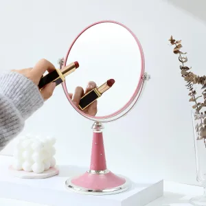 XPXKJ 6-Inch Mirrors Tabletop Vanity Makeup Mirror Two-Sided Swivel with Diamond Desk Mirror One Side 3X Magnification (Diamond Pink)