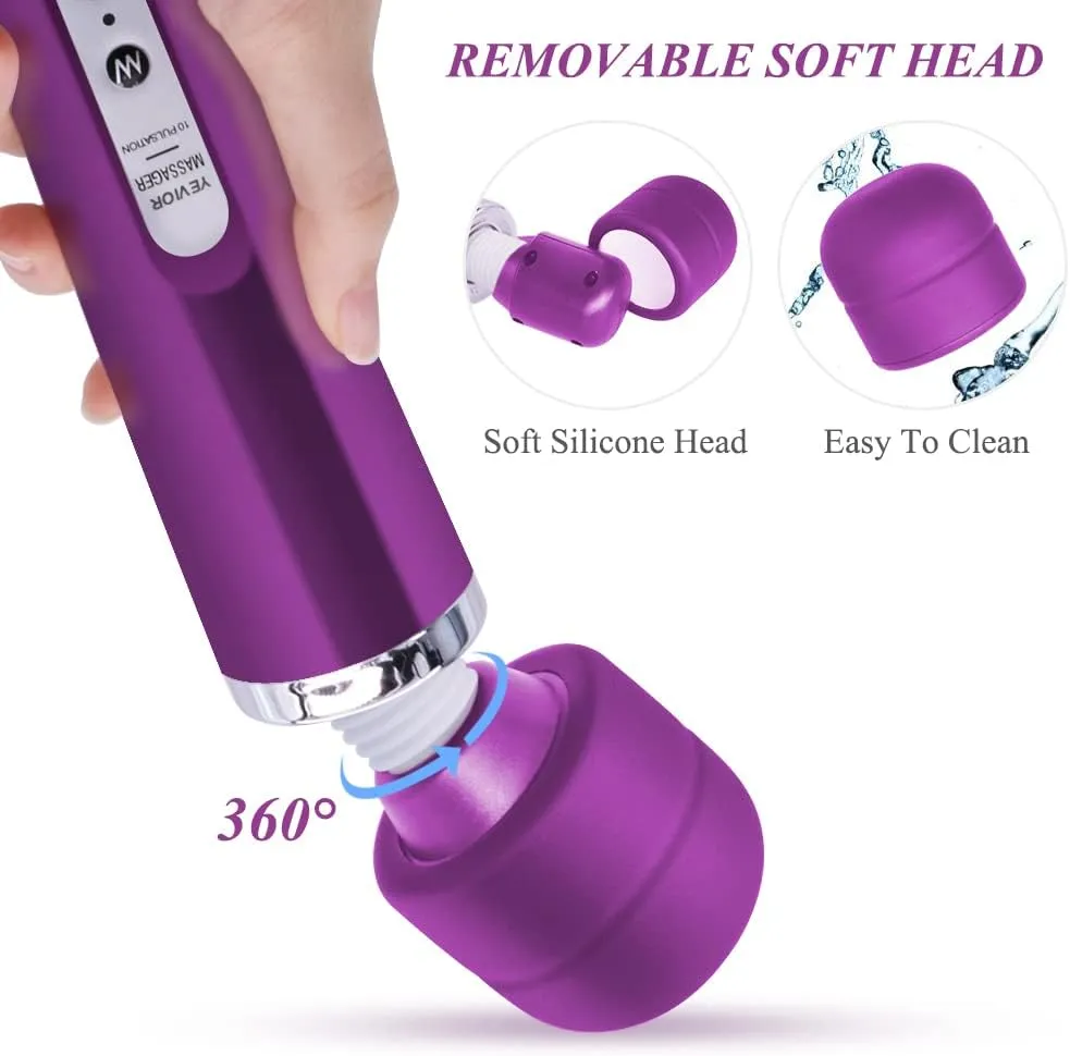 YEVIOR Wired Powerful Handheld Back Massager with 10 Pulse Settings, Personal Total Body Therapy Massager for Sports Recovery, Muscle Aches, Body Pain (Purple)