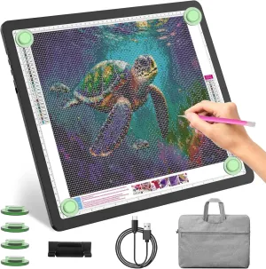 YINGWOND A3 Rechargeable Light Pad with Carry Bag,Diamond Art Light Board Built-in 4000mAh,Side Physical Buttons, Adjustable Brightness Wireless Light Box for Tracing Diamond Painting Artists