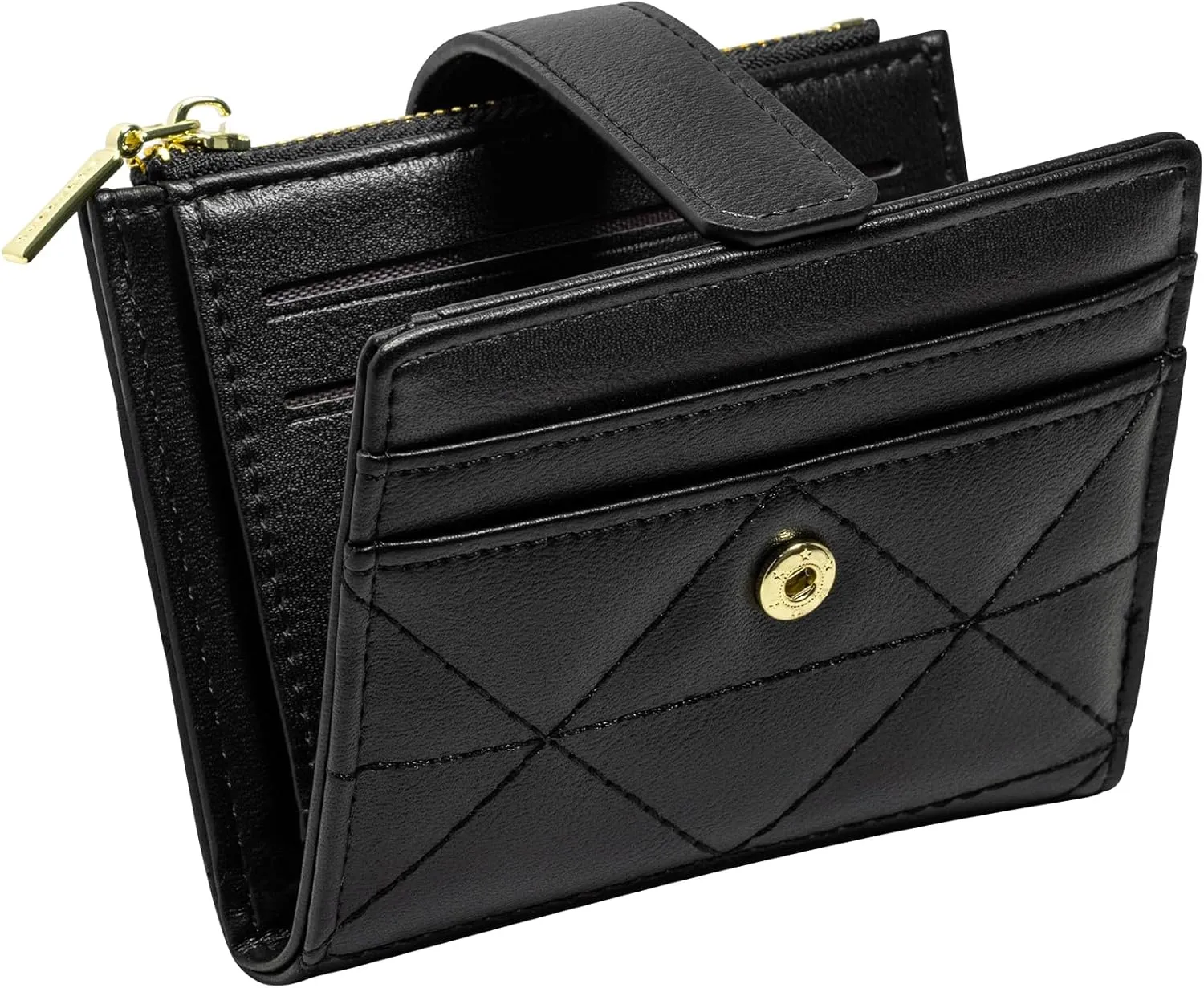 YINHEXI Wallet Women, RFID Blocking Small Compact Bifold PU Leather Card Holder Pocket Wallet Ladies Mini Purse with Coin Pocket (Black-1)