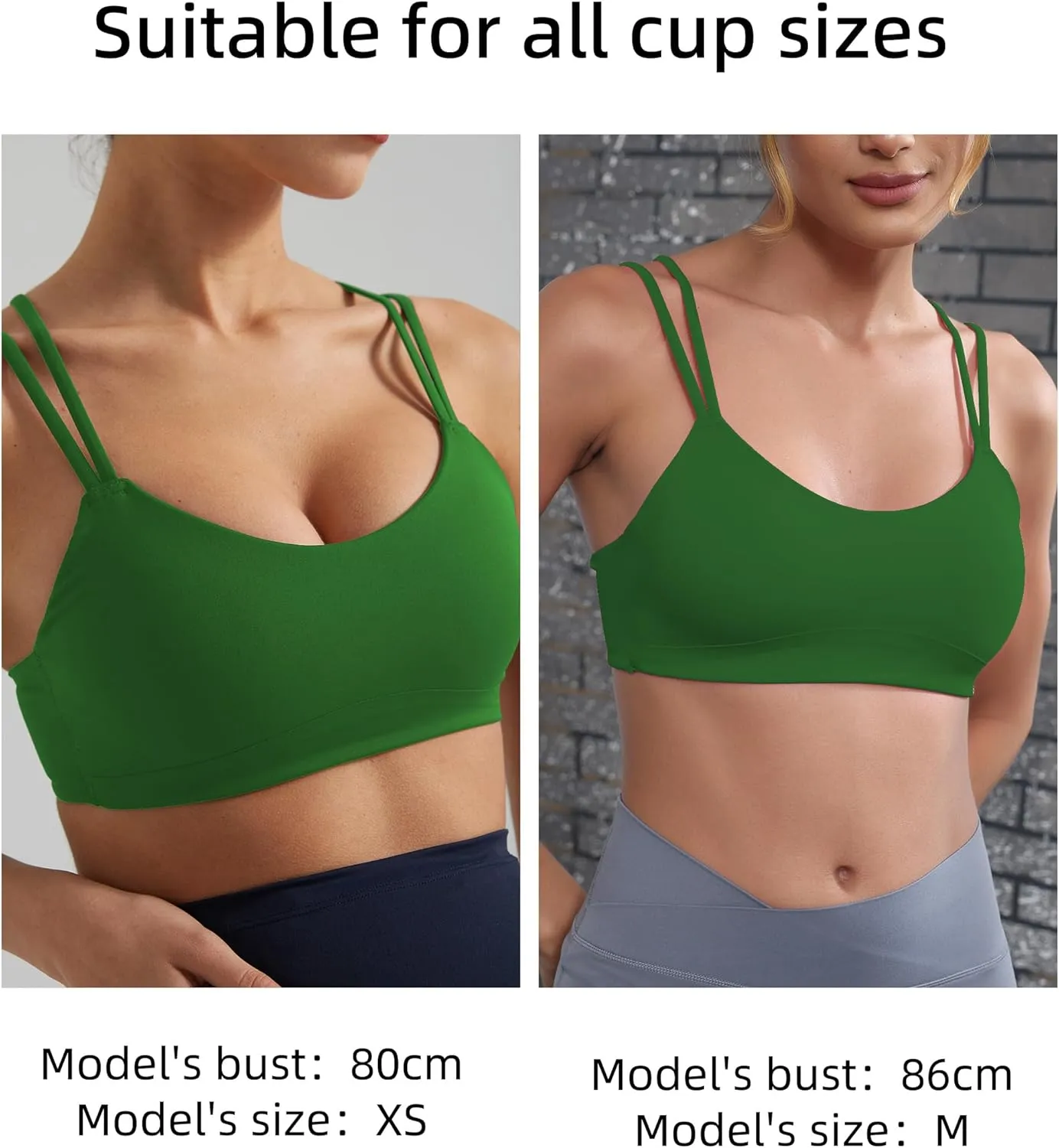 Yoga Sports Workout Bras for Women Seamless Molded Cup Spaghetti Double Strap Bra Wirefree Scoop Neck Tank Top Bras