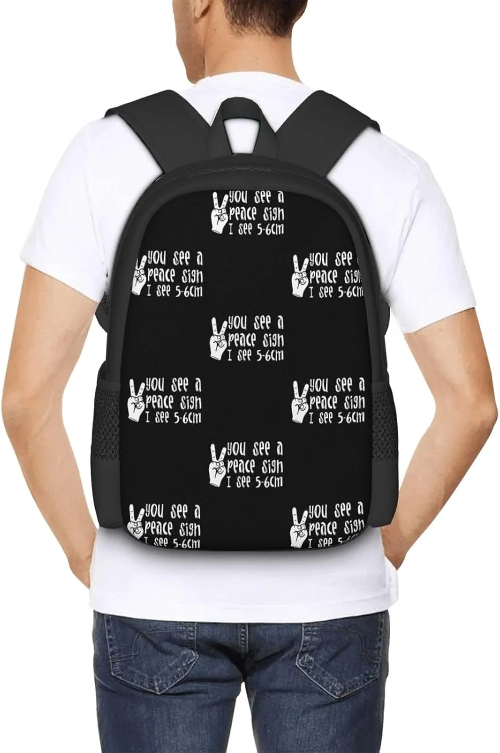 You See A Peace Backpack Minimalist Large Capacity Backpack 16.5 inch Leisure Travel Daypack