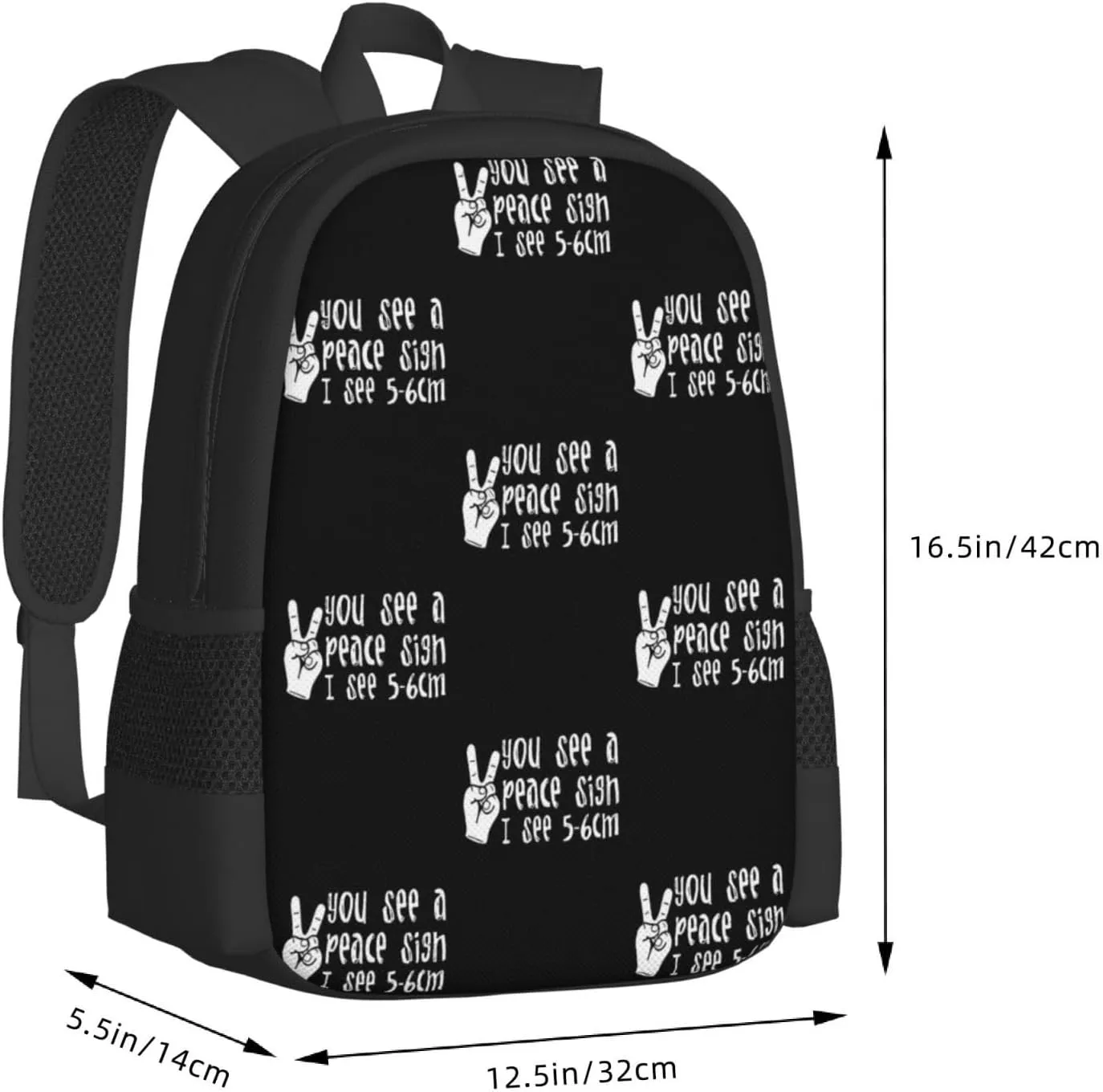 You See A Peace Backpack Minimalist Large Capacity Backpack 16.5 inch Leisure Travel Daypack