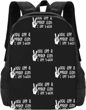 You See A Peace Backpack Minimalist Large Capacity Backpack 16.5 inch Leisure Travel Daypack