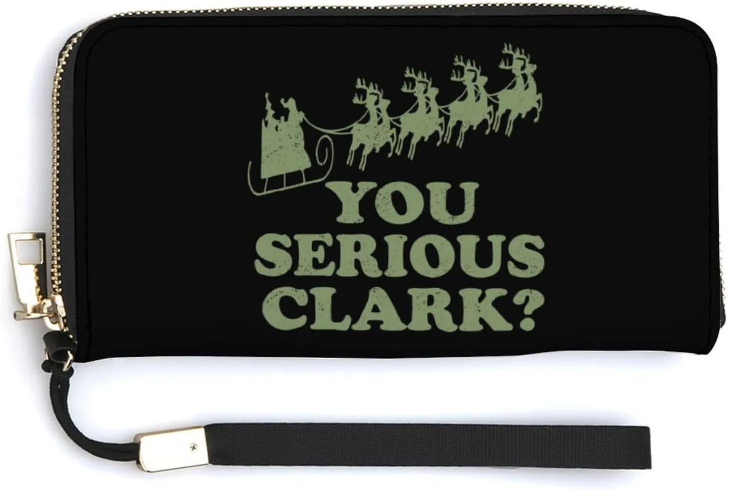 You Serious Clark Leather Wallet Fashion Bifold Purse Long Pouch with Wrist Strap for Men Women