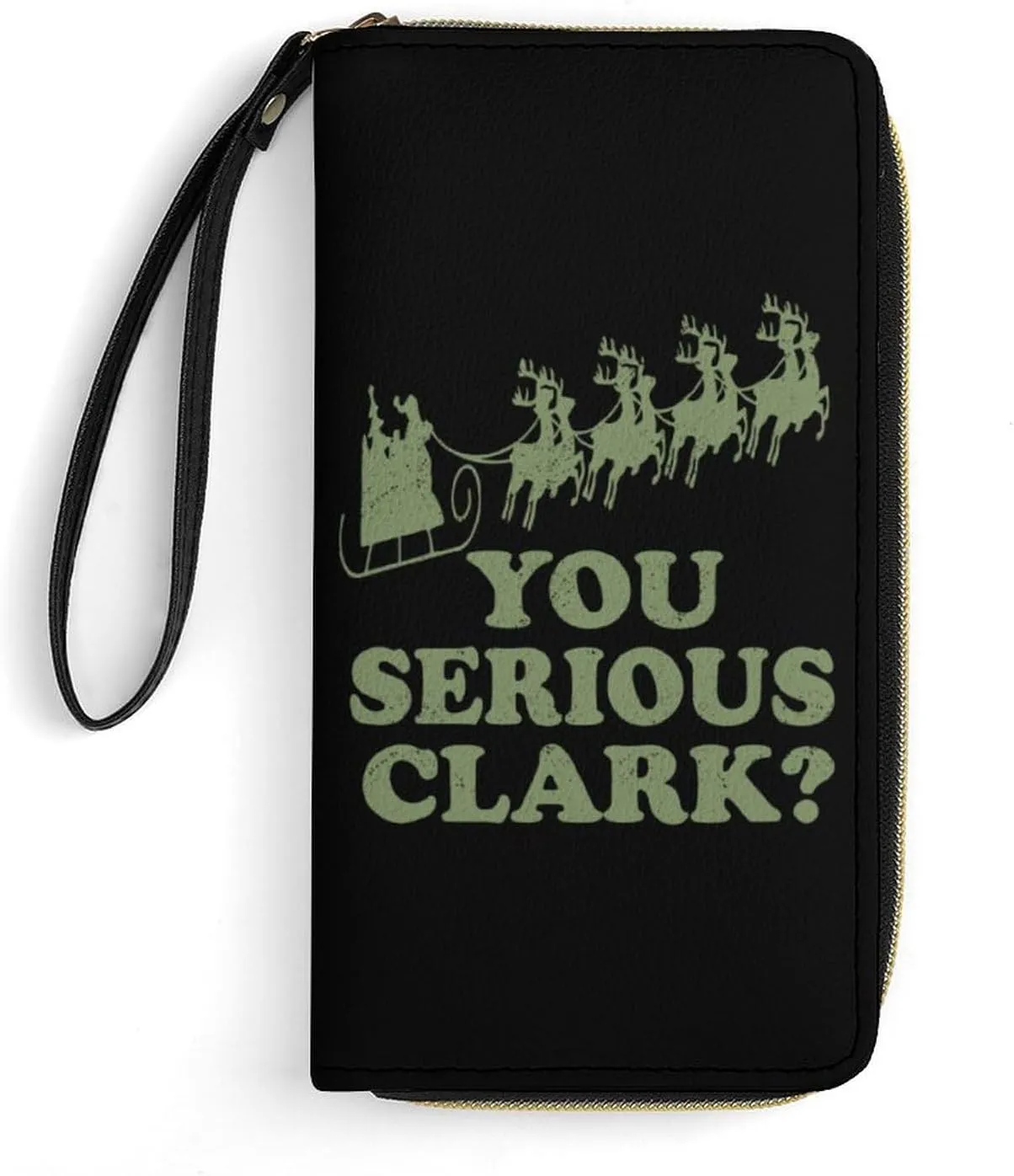 You Serious Clark Womens Wallet Leather Bifold Cluth Long Purse Card Holder with Wrist Strap 19.7x10.5cm