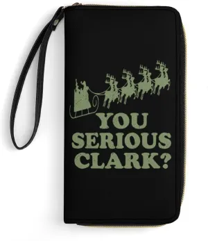 You Serious Clark Womens Wallet Leather Bifold Cluth Long Purse Card Holder with Wrist Strap 19.7x10.5cm