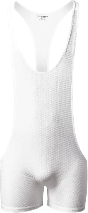 YUFEIDA Men's Athletic Supporters Mesh Breathable Bodysuit Wrestling Leotard Stretchy Base Layers Boxer Singlet