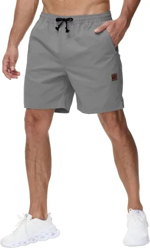 Yundobop Men's Casual 7 Inch Shorts Twill Drawstring Summer Beach Stretch Golf Shorts with Zipper Pockets