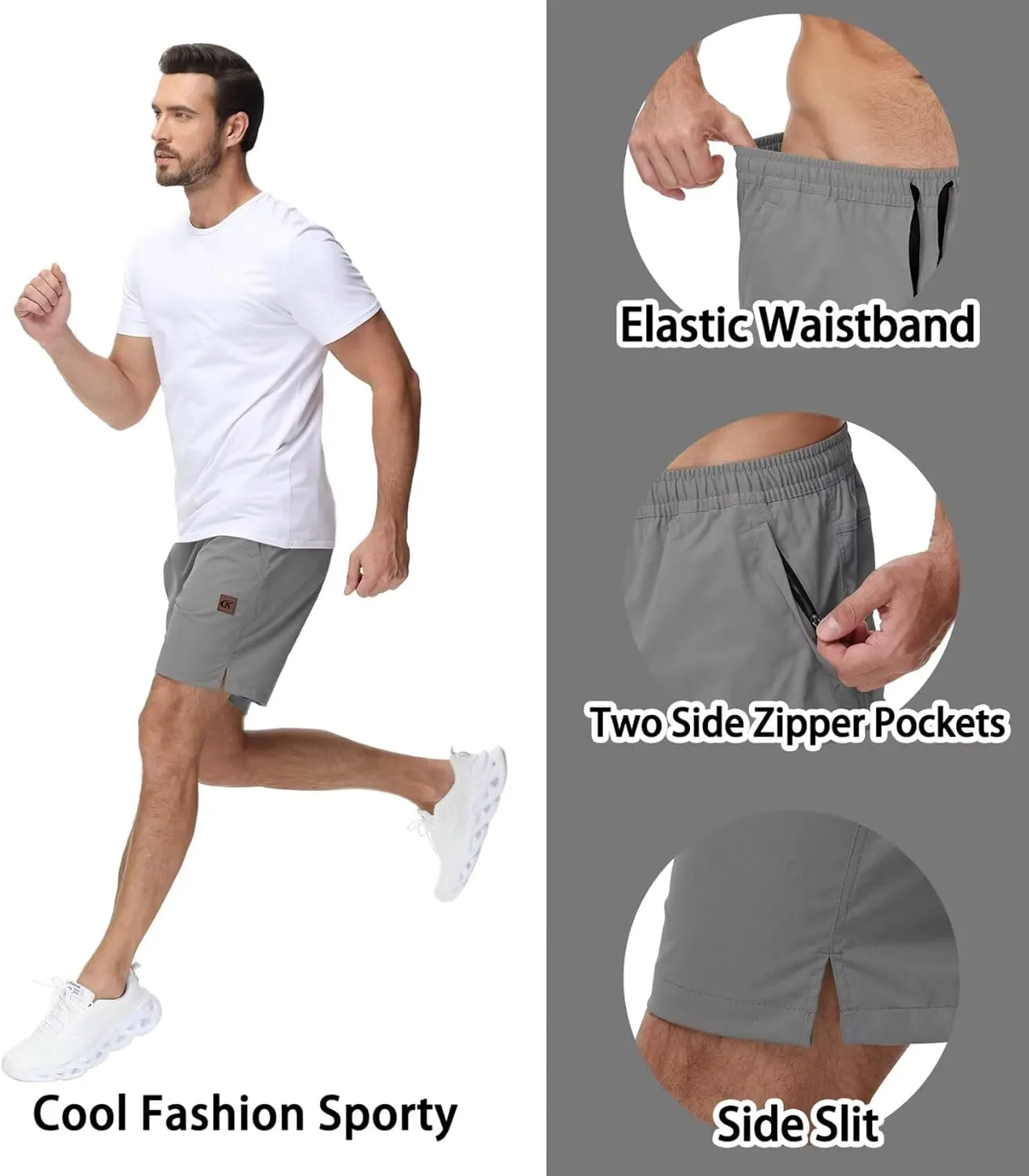 Yundobop Men's Casual 7 Inch Shorts Twill Drawstring Summer Beach Stretch Golf Shorts with Zipper Pockets