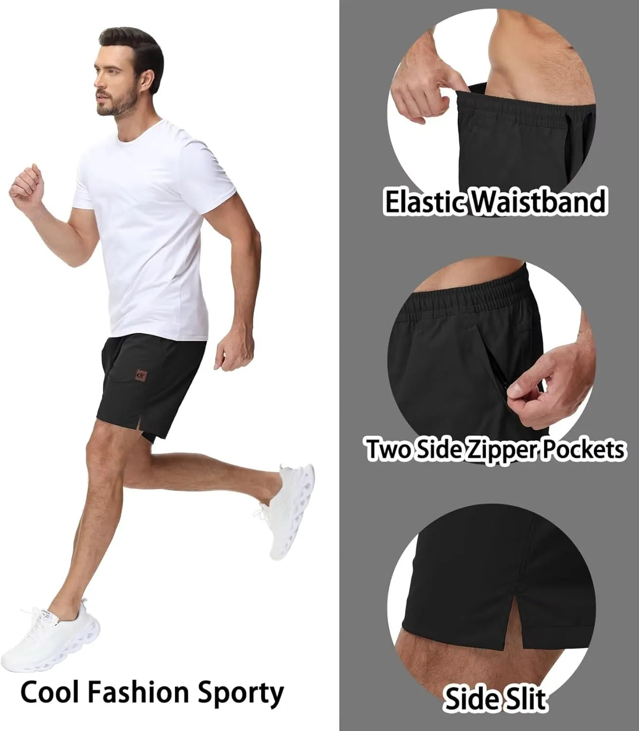 Yundobop Men's Casual 7 Inch Shorts Twill Drawstring Summer Beach Stretch Golf Shorts with Zipper Pockets