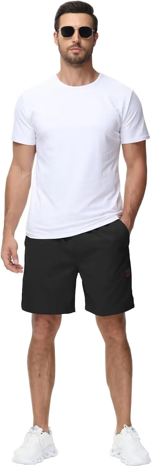 Yundobop Men's Casual 7 Inch Shorts Twill Drawstring Summer Beach Stretch Golf Shorts with Zipper Pockets