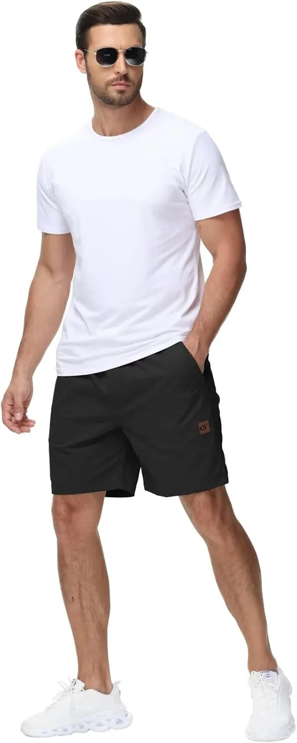 Yundobop Men's Casual 7 Inch Shorts Twill Drawstring Summer Beach Stretch Golf Shorts with Zipper Pockets