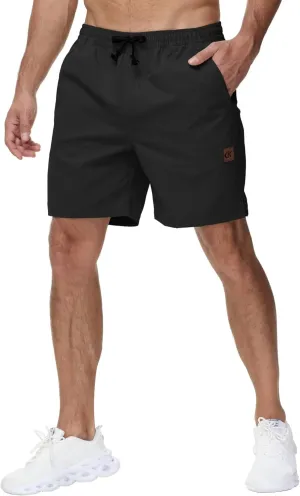Yundobop Men's Casual 7 Inch Shorts Twill Drawstring Summer Beach Stretch Golf Shorts with Zipper Pockets