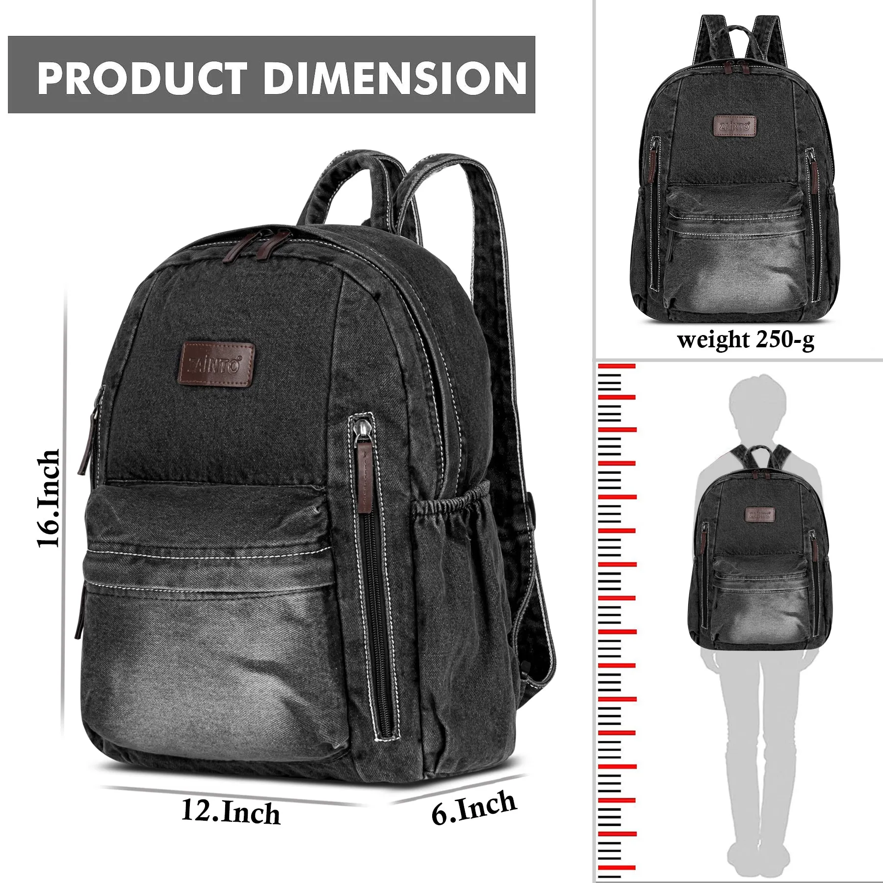 ZAIINTO Denim Backpacks for men and women Stylish Outdoor Travel bag