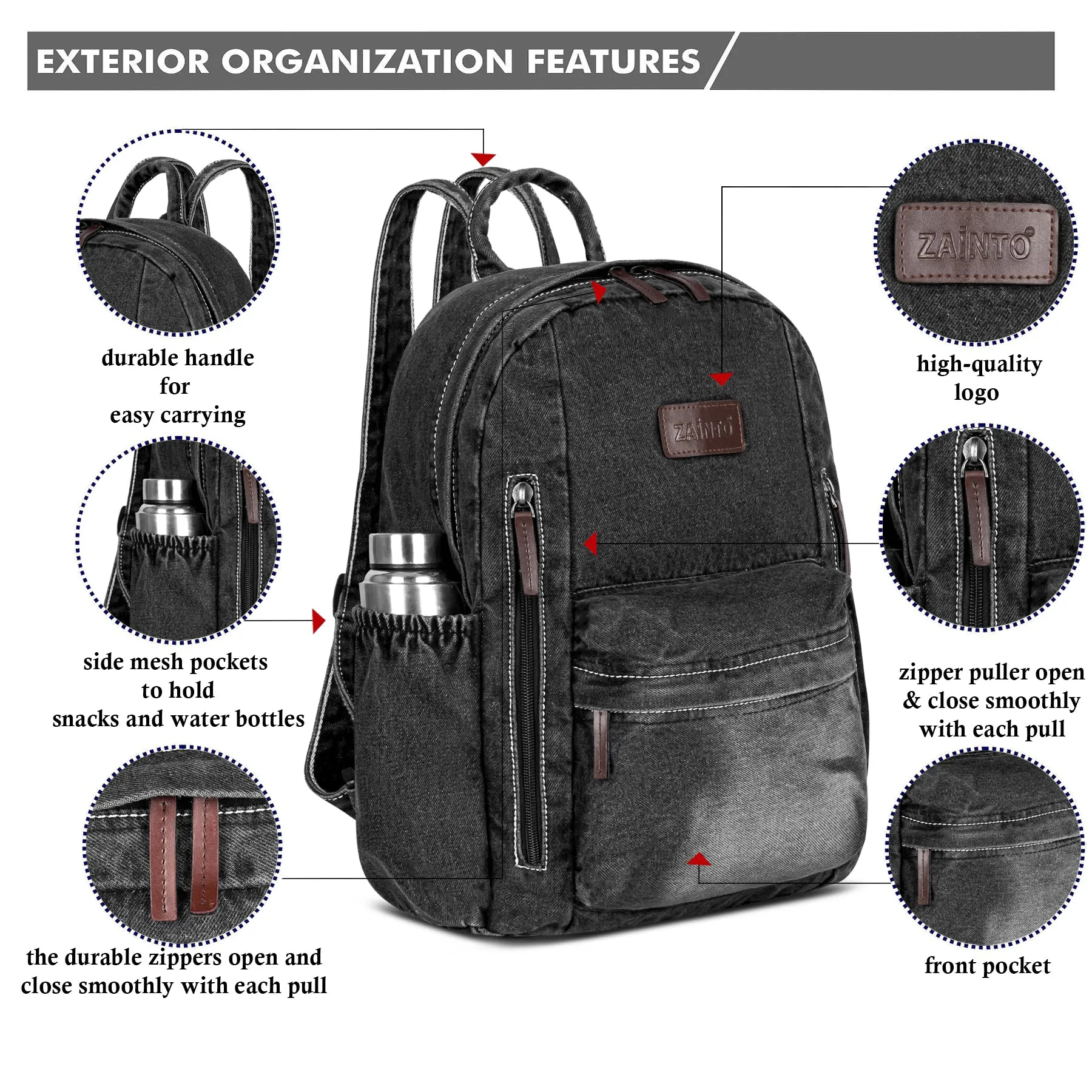 ZAIINTO Denim Backpacks for men and women Stylish Outdoor Travel bag