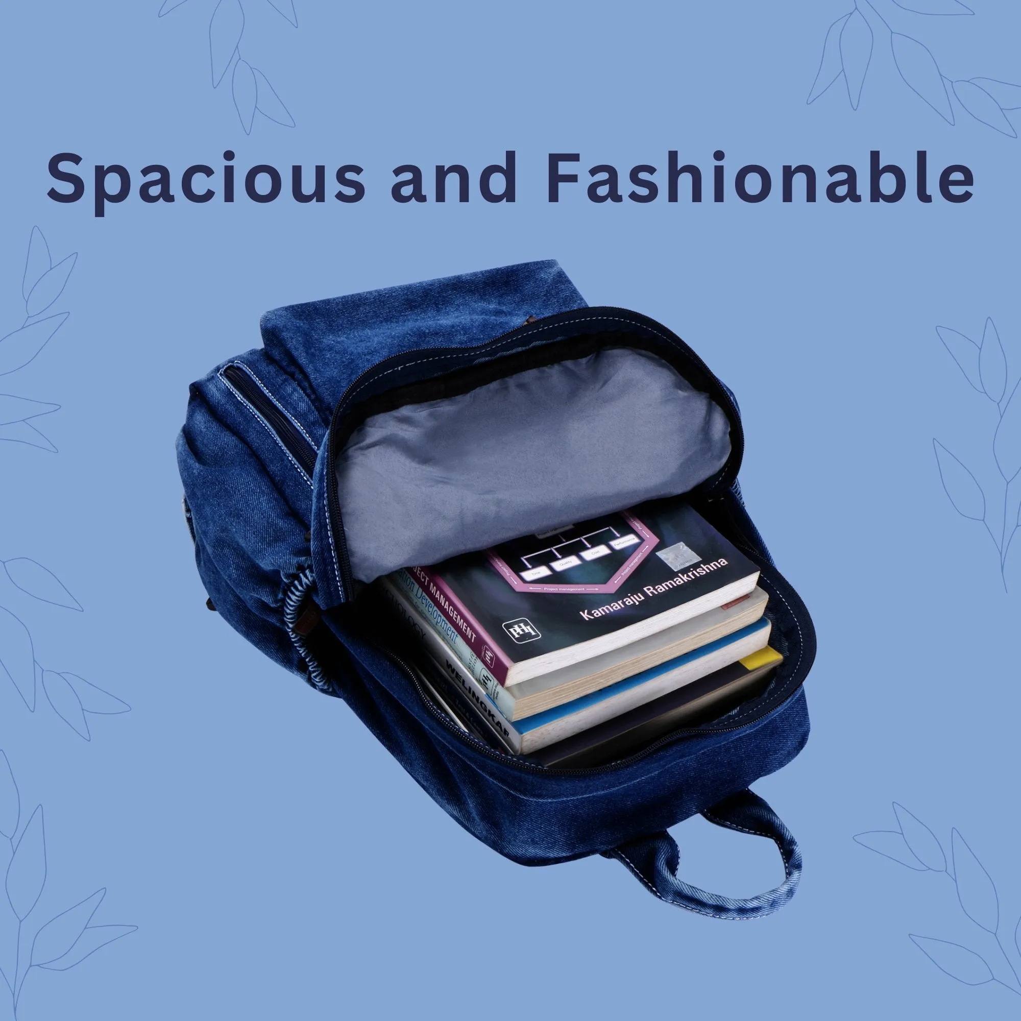 ZAINTO Denim Backpack for women Students college Bookbag