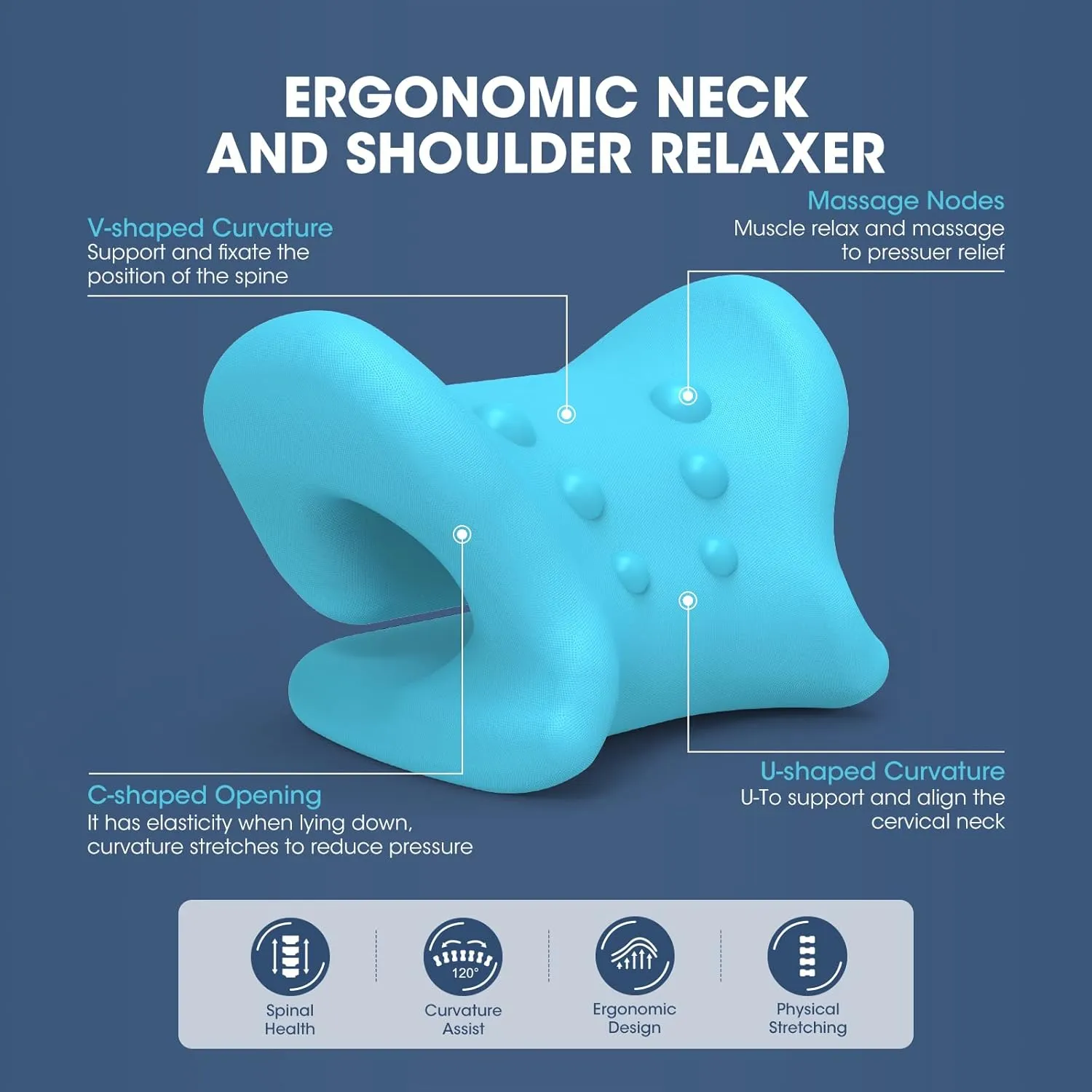 ZAMAT Neck and Shoulder Relaxer with Magnetic Therapy Pillowcase, Neck Stretcher Chiropractic Pillows for Pain Relief, Cervical Traction Device for Relieve TMJ Headache Muscle Tension Spine Alignment