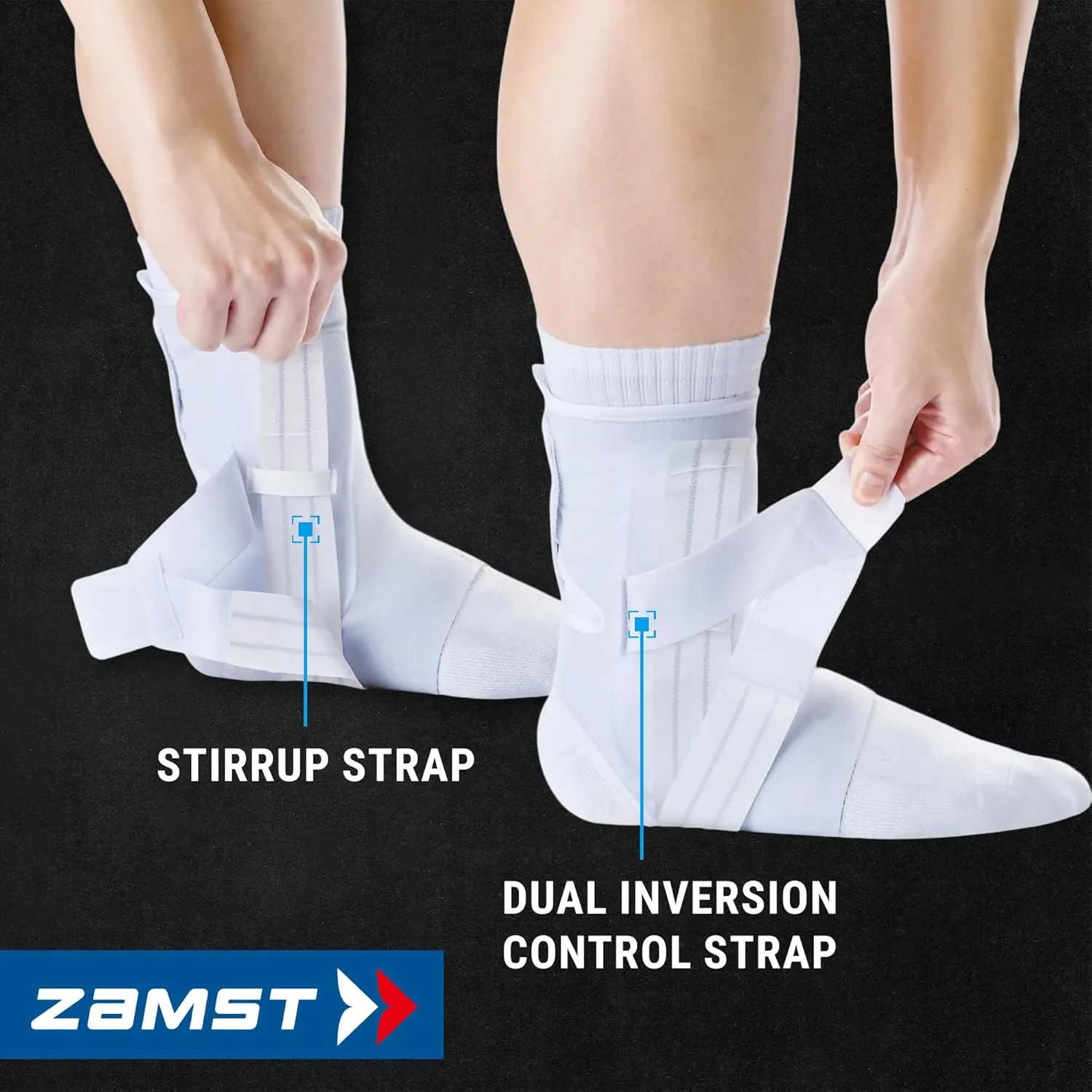 Zamst A1 White Ankle Brace for Sports - Breathable Sports Ankle Support for Men and Women with Adjustable Three Way Straps for Moderate Lateral Ankle Sprain - Right, Small