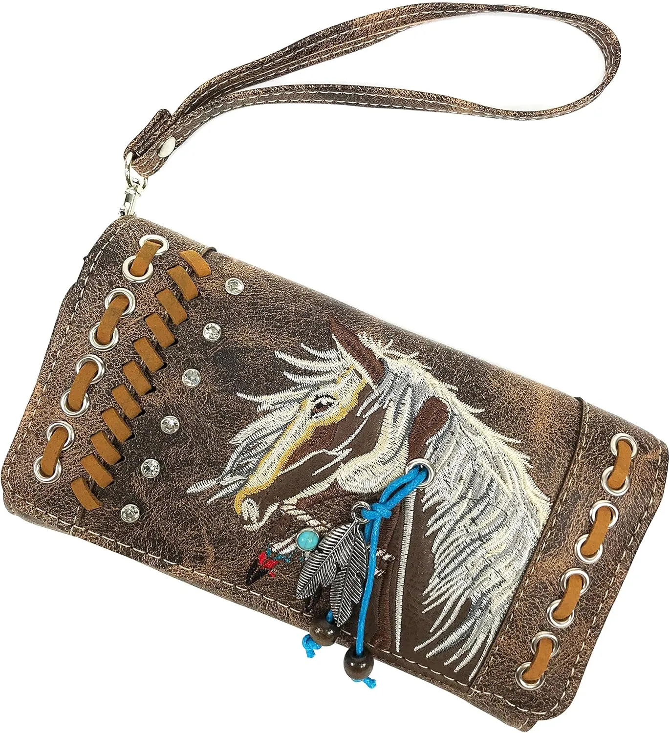 Zelris Dakota Dales Pony Horse Embroidery Mane Western Country Women Conceal Carry Tote Purse with Matching Wallet Set