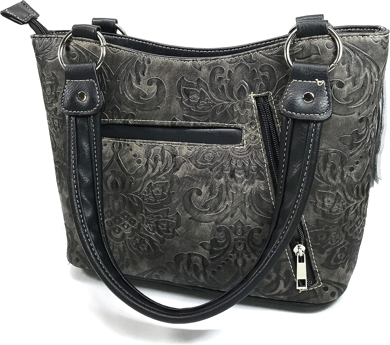 Zelris Women Tote Handbag Turquoise Concho Suede Fringe Two Tone Cowgirl Concealed Carry Purse