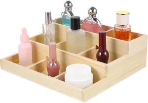 Zerodeko Wooden Divided Boxes 9 Compartment Drawer Organizer Jewelry Storage Tray Earring Necklace Organizer Sundries Storage Holder for Home Office Ornament Storage Box