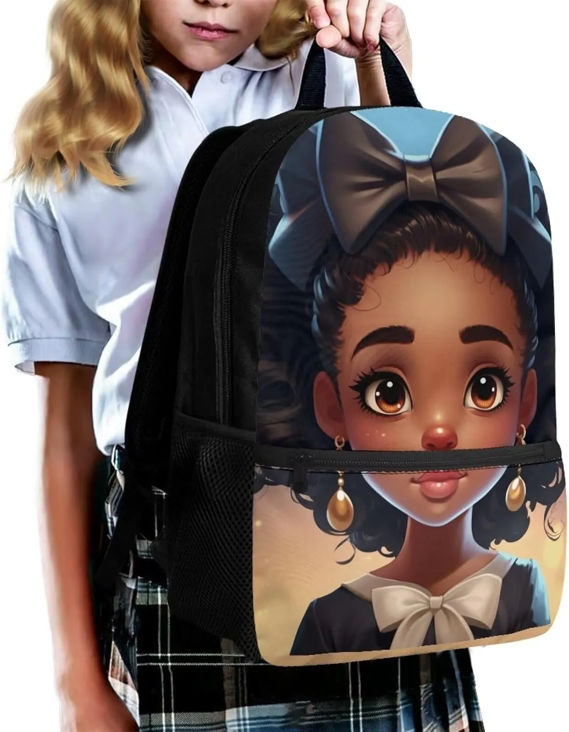ZOUTAIRONG African Black Girl Backpack for School Teens Girls Afro American Schoolbags Kids 9-10 6-8 Bookbags Princess Middle Elementary School Bag Packs Lightweight