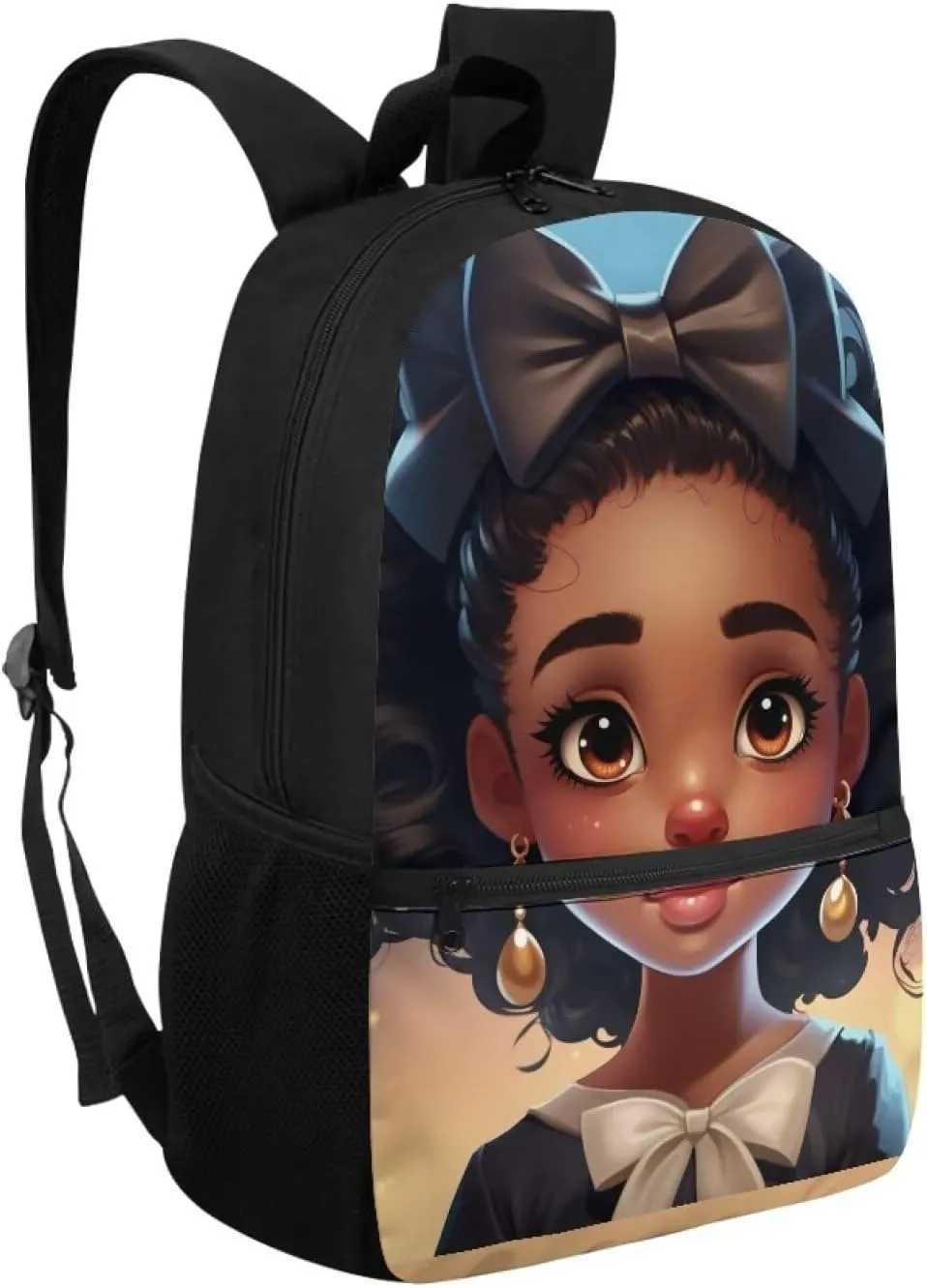 ZOUTAIRONG African Black Girl Backpack for School Teens Girls Afro American Schoolbags Kids 9-10 6-8 Bookbags Princess Middle Elementary School Bag Packs Lightweight