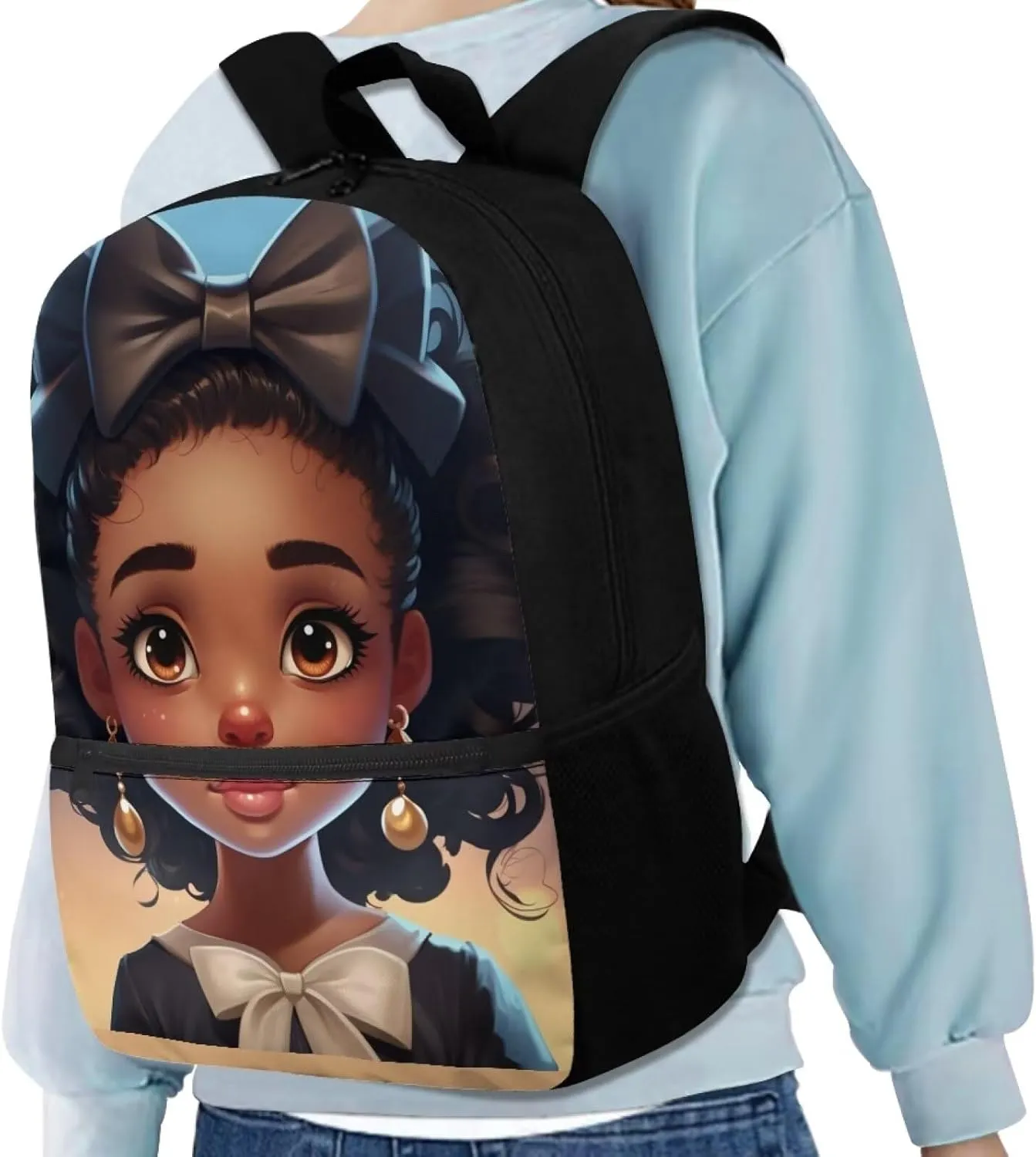 ZOUTAIRONG African Black Girl Backpack for School Teens Girls Afro American Schoolbags Kids 9-10 6-8 Bookbags Princess Middle Elementary School Bag Packs Lightweight