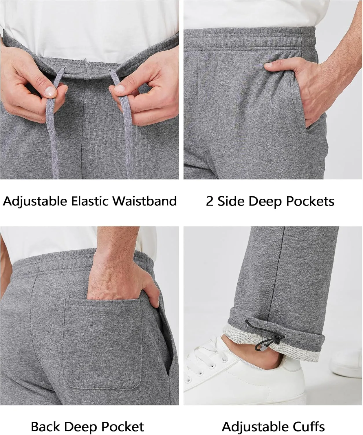Zylioo Extra Long Sweatpants for Men Tall,Mens Black Sweatpants Long 34 Inch Inseam,Mens Joggers Tall Size