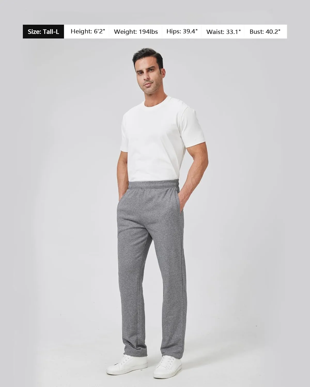 Zylioo Extra Long Sweatpants for Men Tall,Mens Black Sweatpants Long 34 Inch Inseam,Mens Joggers Tall Size