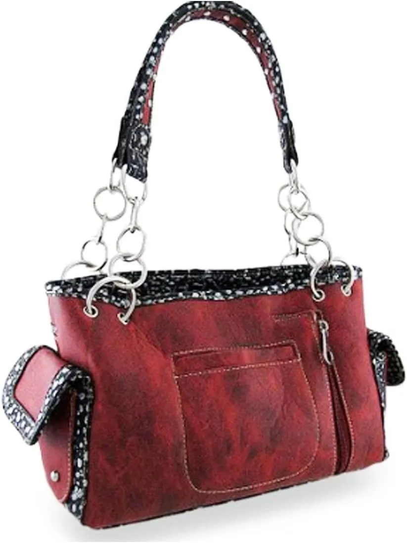 Zzfab Embroidered Concealed Carry Rhinestone Studded Skull Purse in 6 colors